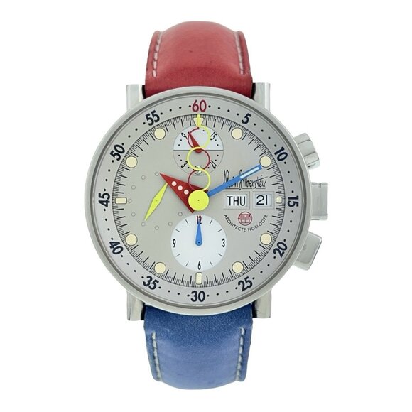 Alain Silberstein Krono Bauhaus Steel Gray Dial 40mm Automatic Men’s Watch - Picture 1 of 8